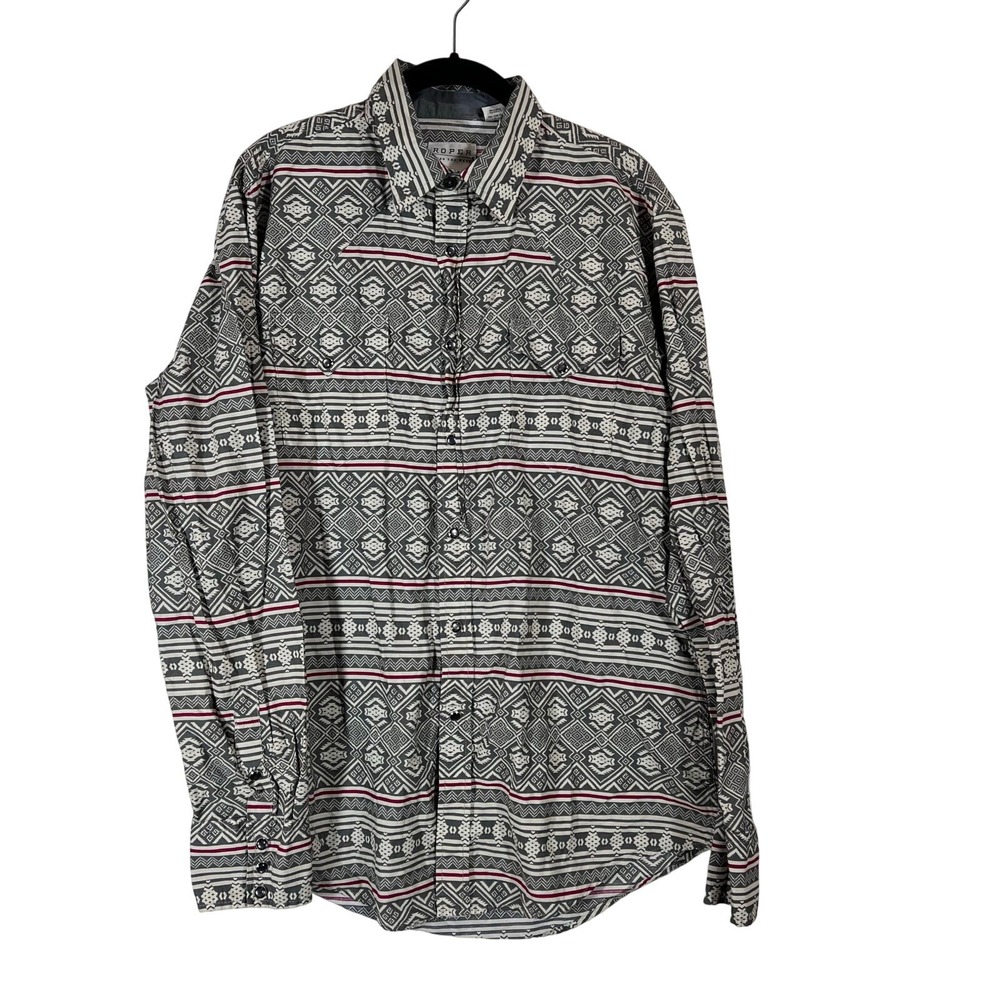 Roper‎ Men's Aztec Horizontal Tribal Print Western Shirt Pearl Snap No Size Tag